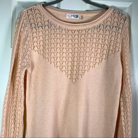 Mak B angora nylon pink sweater long sleeves medium - Picture 1 of 12